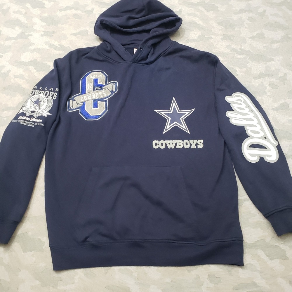 Dallas Cowboys Sweatshirt Mens XL Blue Graphic Hoodie NFL Embroidered Football